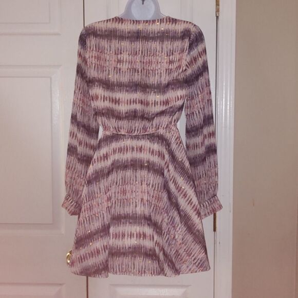 Bebe peach purple gold dress Sz XXS - Picture 4 of 5